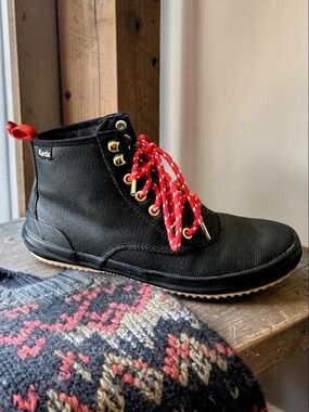 Women’s Keds Brand Black and Red Boots